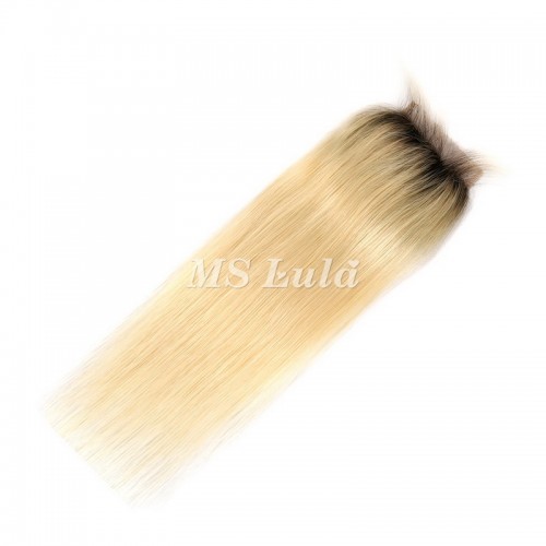 Black Roots 1b/613 Ombre Color Straight Virgin Hair Bundles With 4x4 Lace Closure | Human Hair Wig | Lace Front